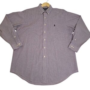 Ralph Lauren Mens Polo Yarmouth Purple Plaid Button Up Dress Shirt 15.5 - 32/33